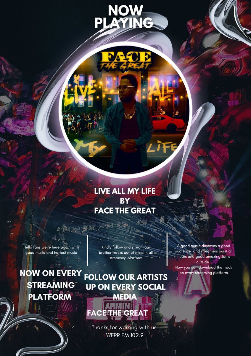 WE ARE PUSHING OUR BROTHER SONG BACK TO BACK LET JOIN OUR HAND TOGETHER TO MAKE THE SONG GO VIRAL
Click on the link to enjoy the track on every streaming platform and don't forget to follow 
ffm.to/facethegreat
Stay blessed as you enjoy the track