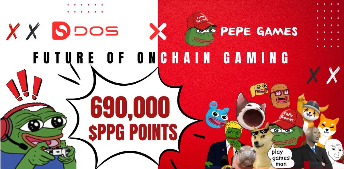 🚀 DOS Chain x  <a href="/PEPEGAMES_69/">PepeGames</a> Partnership Giveaway  

Step into the Future of Onchain Gaming with 690,000 $PPG Points rewards sponsored by PEPE GAMES

app.galxe.com/quest/DOS/GCc6… 

🔑 How to Join 
- Complete simple task on <a href="/Galxe/">Galxe</a>   

🎁 HOT REWARDS  

💎 690,000 $PPG Points

-