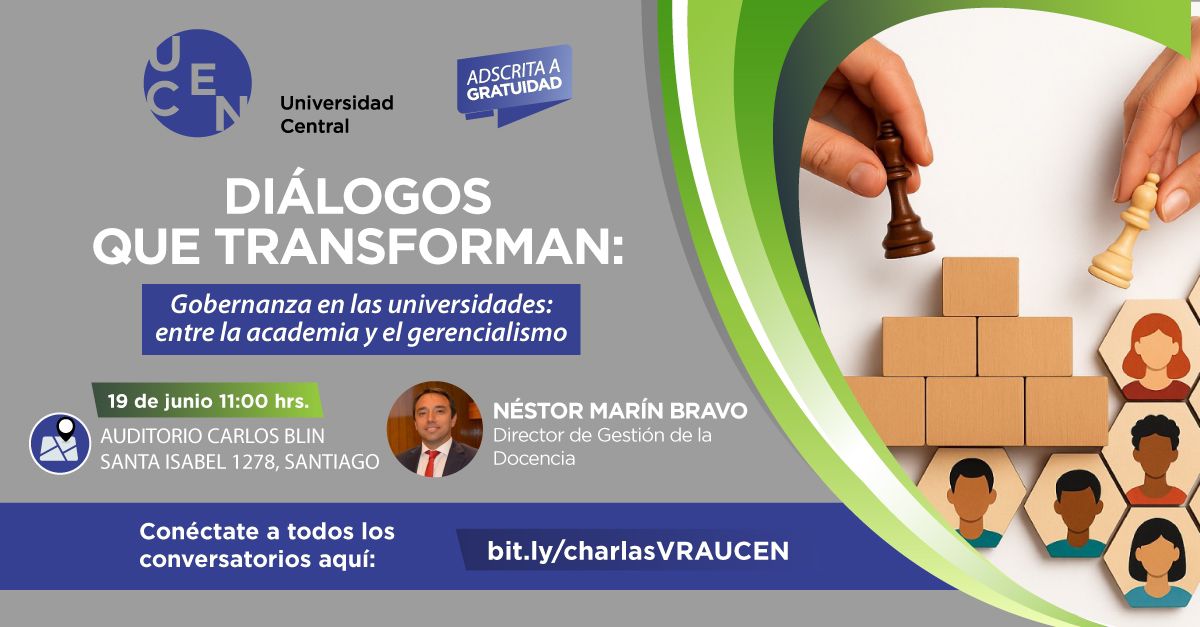 📣 ¡Atención a toda la comunidad centralina!
Este 19 de junio a las 11:00 hrs. los esperamos en una nueva sesión de “Diálogos que transforman”, en ocasión el Director de Gestión de la Docencia, <a href="/nestor_marin/">Nestor Marin</a> nos invitará a analizar la Gobernanza en las universidades

¡Agéndalo!