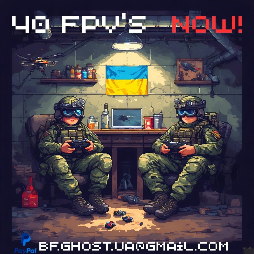 🇺🇦Heroes need🫵 your help!

Now ➡️ 40 FPV's 🙏

🅿️🅿️: bf.ghost.ua@gmail.com