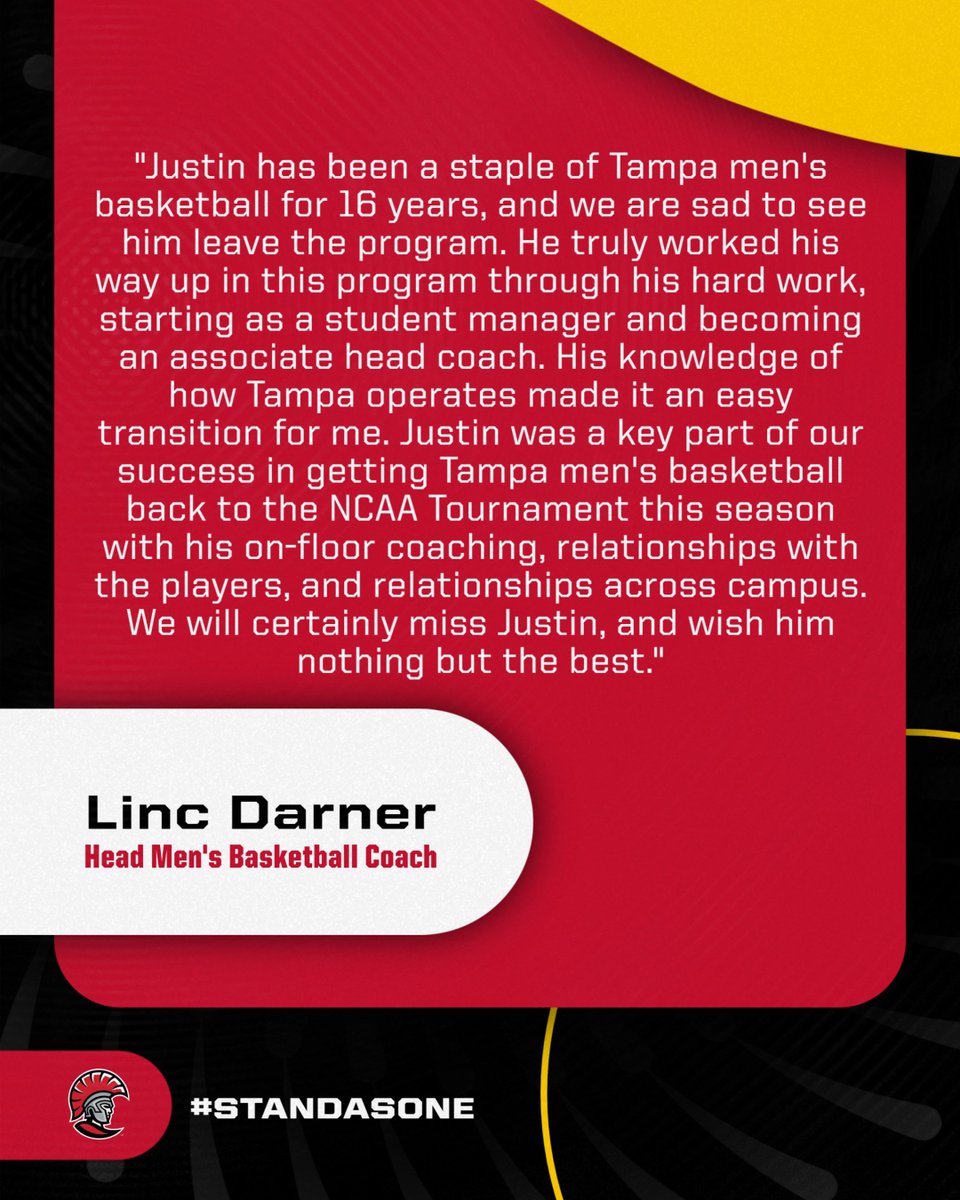 Tampa Men's Basketball (@utampambb) on Twitter photo Thank You to <a href="/JustinPecka/">Justin Pecka</a> for 16 years of service to our program and University. You will be missed! @TampaSpartans
#TampaMBB🏀 #StandAsOne🛡️ Thank You to <a href="/JustinPecka/">Justin Pecka</a> for 16 years of service to our program and University. You will be missed! @TampaSpartans
#TampaMBB🏀 #StandAsOne🛡️