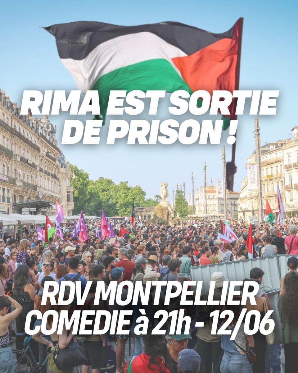🚨URGENT 🚨 

↪️ Rassemblement ce soir à partir de 21h, place de la comédie ! 

🇵🇸 Contre le génocide et le blocus à Gaza, ne fermons pas les yeux !
