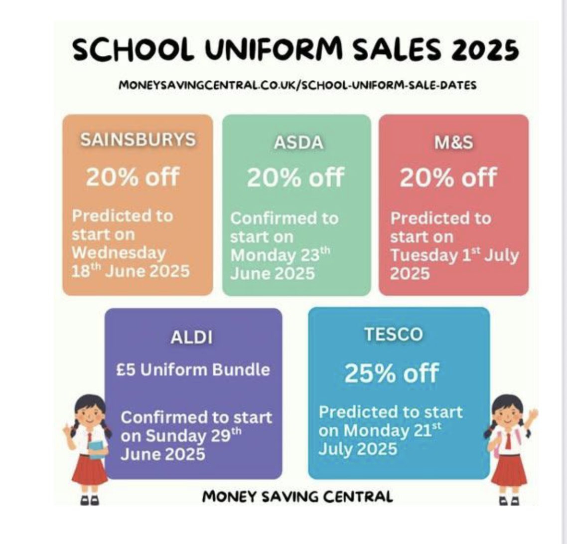 Some useful information about uniform sales we received today.