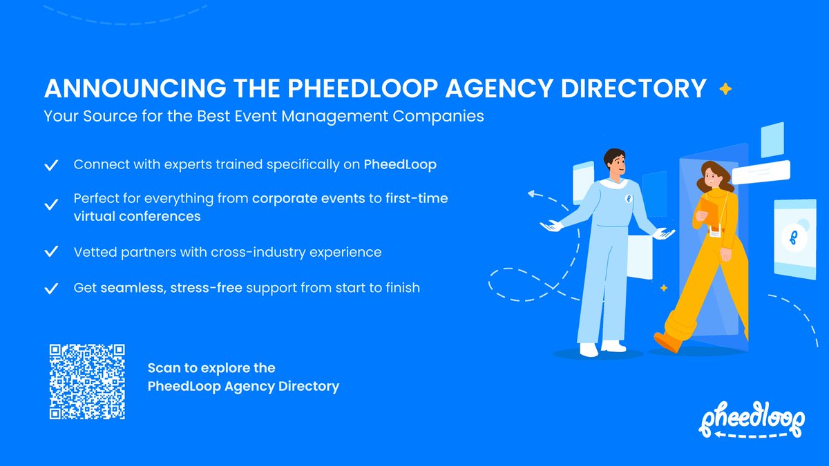PheedLoop: Virtual, On-Site, Hybrid Event Software (@pheedloop) on Twitter photo The PheedLoop Agency Directory is here!
Find vetted event pros trained on PheedLoop — including leaders like <a href="/RedstoneAgency/">Redstone Agency</a>, King Production Agency, and Reveal Events Group.
Save time. Stress less. Deliver better events.
🔗 Learn more here: pheedloop.com/blog/announcin… The PheedLoop Agency Directory is here!
Find vetted event pros trained on PheedLoop — including leaders like <a href="/RedstoneAgency/">Redstone Agency</a>, King Production Agency, and Reveal Events Group.
Save time. Stress less. Deliver better events.
🔗 Learn more here: pheedloop.com/blog/announcin…