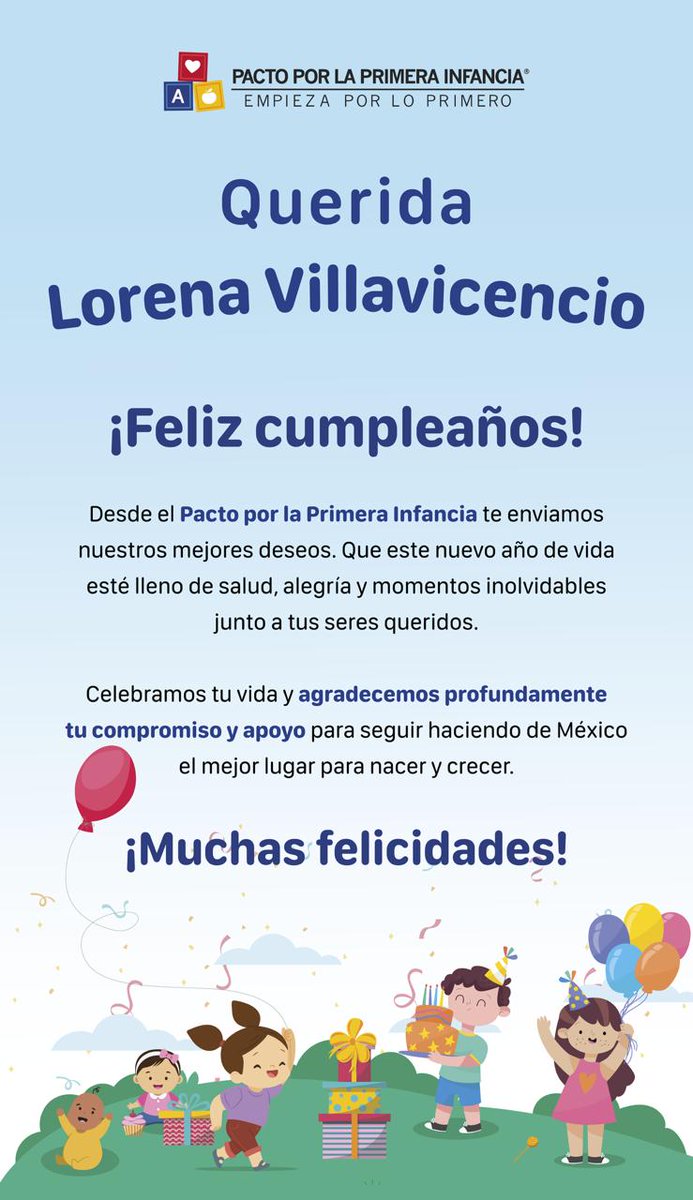 🎉 ¡Feliz cumpleaños, <a href="/SLVillavicencio/">Lorena Villavicencio</a>! 🎂

✨ ¡Que este nuevo año de vida esté lleno de salud, alegría y momentos que te inspiren a seguir transformando realidades! 

Gracias por tu compromiso y trabajo desde el <a href="/SIPINNA_MX/">Sipinna</a> para hacer de México 🇲🇽 un país donde las niñas y los