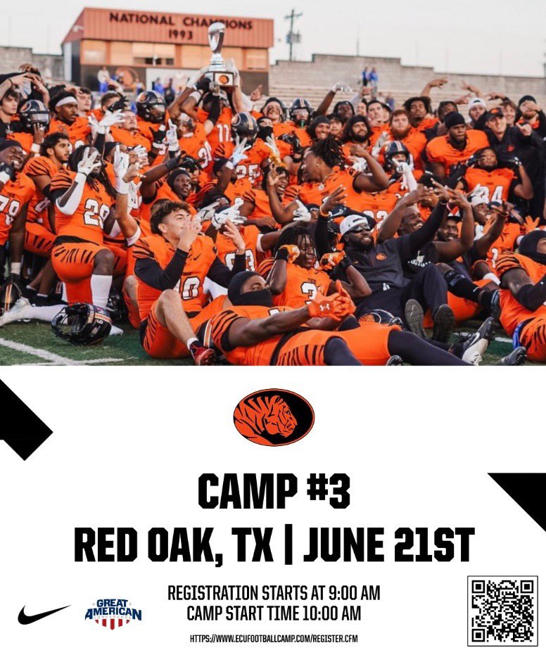 CoachIngramECU's tweet image. DFW! Time to put in this work! Need the top Defensive Lineman in the area to tap in! Come out and set a standard for yourself the Tiger way. Earn that offer! 
#TheHardWay #BeTheStandard 

🔗 ecufootballcamp.com