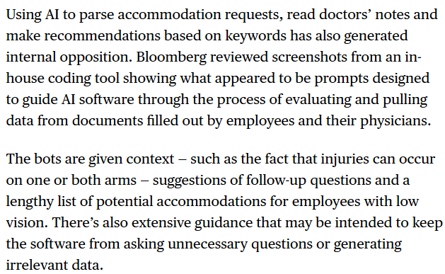 Some Amazon employees have uncovered snippets of internal code that look like instructions for an AI model to evaluate and pull keywords from disability and leave documentation: