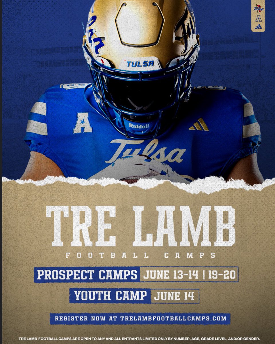 Xavier vidaurri (@xaviervidaurri) on Twitter photo Thank you <a href="/TulsaFootball/">Tulsa Football</a> for the camp invite that I will be attending June 20th.
<a href="/TeamKamMartin/">Kam Martin ⁶</a> Thank you <a href="/TulsaFootball/">Tulsa Football</a> for the camp invite that I will be attending June 20th.
<a href="/TeamKamMartin/">Kam Martin ⁶</a>