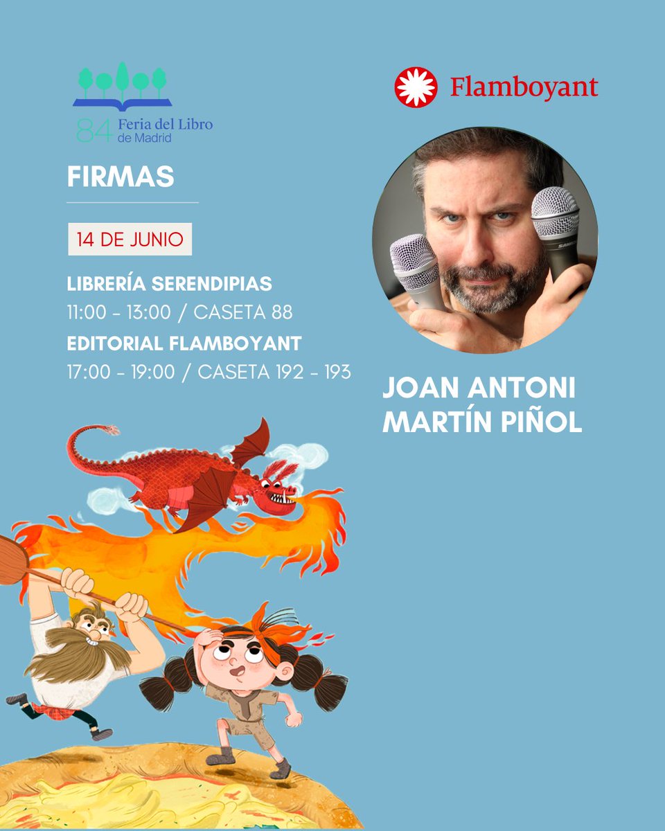 Martín Piñol (@martinpinol) on Twitter photo Este sábado me comeré 6 horas de tren (si no nos quedamos tirados en medio de la nada) para firmar y saludar con alegría a quien se acerque por la <a href="/FLMadrid/">Feria del Libro de Madrid</a> a las casetas de Serendipias y <a href="/EdFlamboyant/">Editorial Flamboyant</a>
Os espero acalorado y feliz, como una pizza recién salida del horno. Este sábado me comeré 6 horas de tren (si no nos quedamos tirados en medio de la nada) para firmar y saludar con alegría a quien se acerque por la <a href="/FLMadrid/">Feria del Libro de Madrid</a> a las casetas de Serendipias y <a href="/EdFlamboyant/">Editorial Flamboyant</a>
Os espero acalorado y feliz, como una pizza recién salida del horno.