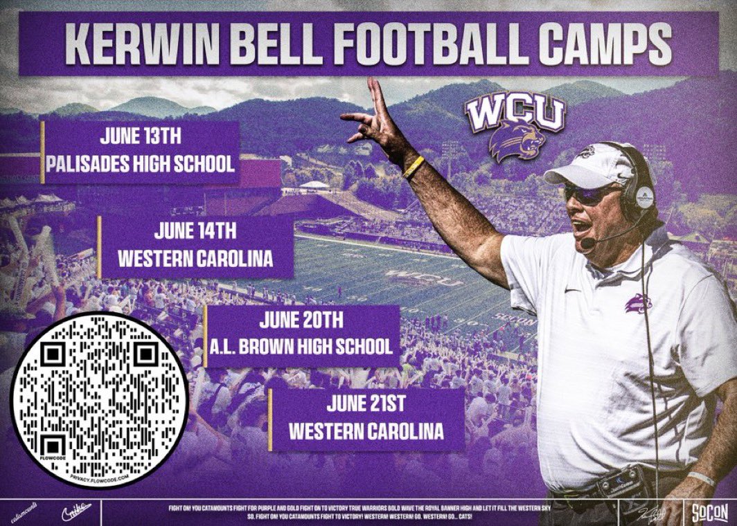 I will be at WCU on June 14th‼️ 
<a href="/CoachCale_WCU/">Cale Matthews</a> <a href="/BradenErwin/">Braden Erwin</a> <a href="/CoachWellsWCU/">Rylan Wells</a> <a href="/CatamountsFB/">Western Carolina Football</a>