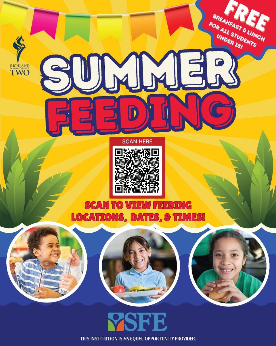 🥞🍎 School’s out, but the meals keep coming!🍔🥗 
Kids 18 &amp; under eat FREE this summer!
🗓️ May 27 - July 18
✅ Breakfast + Lunch
📲 Find your location - scan the QR code!
#R2SummerMeals