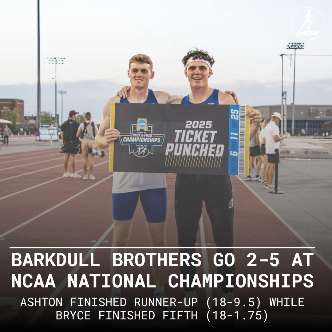As the sun set on Day One of the NCAA Outdoor Track &amp; Field Championships, a pair of Andover Central graduates shined in the men’s pole vault for <a href="/kansastfxc/">Kansas Track & Field x Cross Country</a> 

Brothers Ashton and Bryce Barkdull delivered standout performances, finishing second and fifth while combining for 10