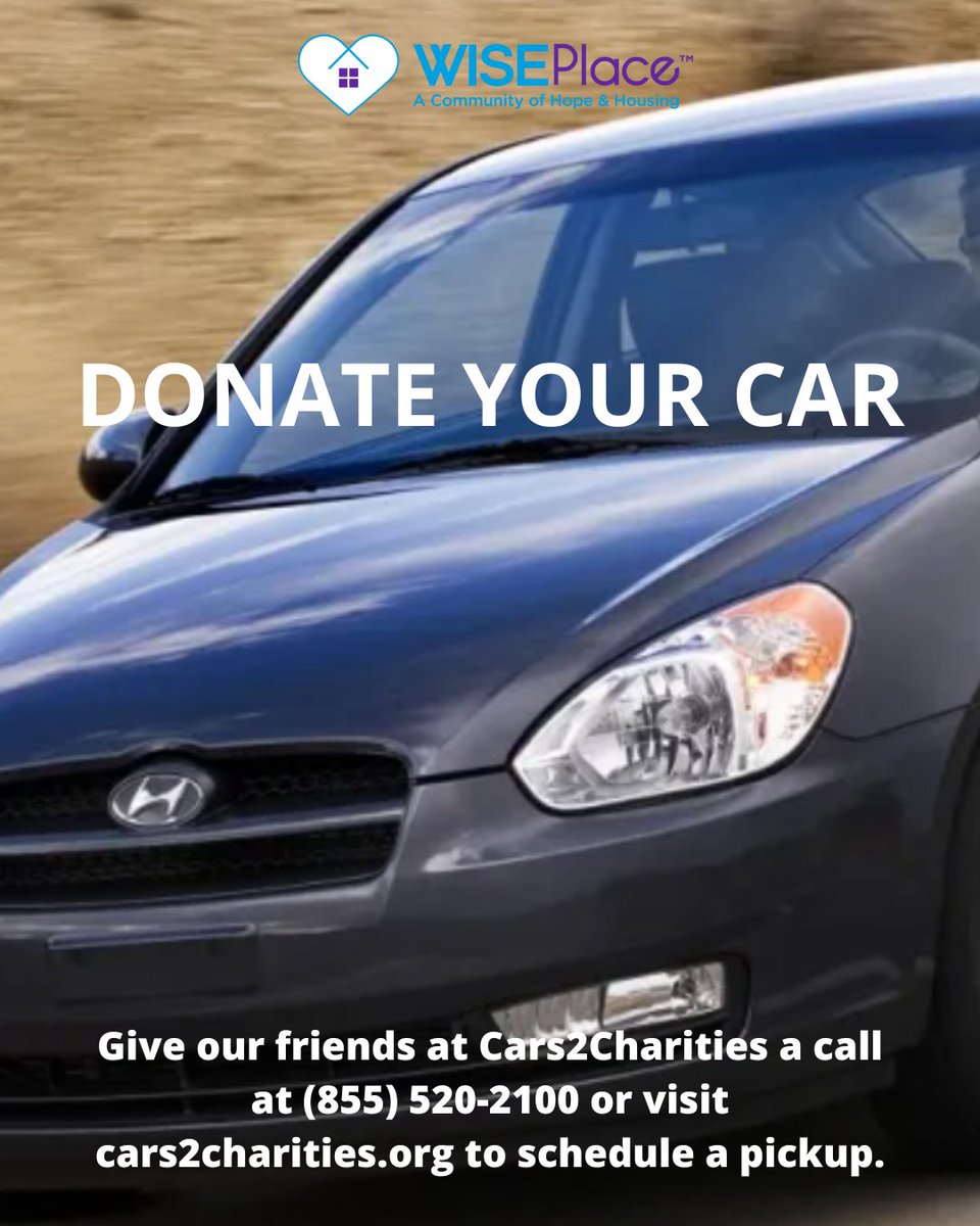 WISEPlace (@wiseplace) on Twitter photo Got a car just sitting in your garage? Consider donating it to #WISEPlace via <a href="/cars2charities/">Cars2Charities</a> Running or not, your vehicle donation will help contribute actual money to our women's shelter and services. Your car donation is tax deductible too.
ow.ly/q03q50W8yNs Got a car just sitting in your garage? Consider donating it to #WISEPlace via <a href="/cars2charities/">Cars2Charities</a> Running or not, your vehicle donation will help contribute actual money to our women's shelter and services. Your car donation is tax deductible too.
ow.ly/q03q50W8yNs