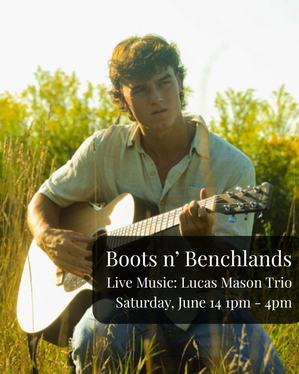 Join us for Boots n' Benchlands this Sat, June 14 and enjoy live music by Lucas Mason, corn hole, a glass of our feature Speck Family Reserve Baco Noir, and our overnight Brisket from Short Hills Kitchen! 🍷🎶 No tickets required, learn more here: bit.ly/3QWwUBM