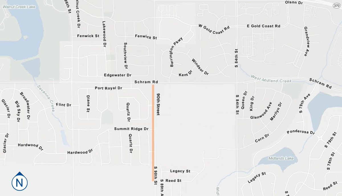 Starting Wednesday, June 18, roadwork will begin on 90th Street between Schram Road and Reed Street. This project will pave a new three-lane road, add storm sewer infrastructure and add permanent signage.

Read more: sarpy.gov/CivicAlerts.as…