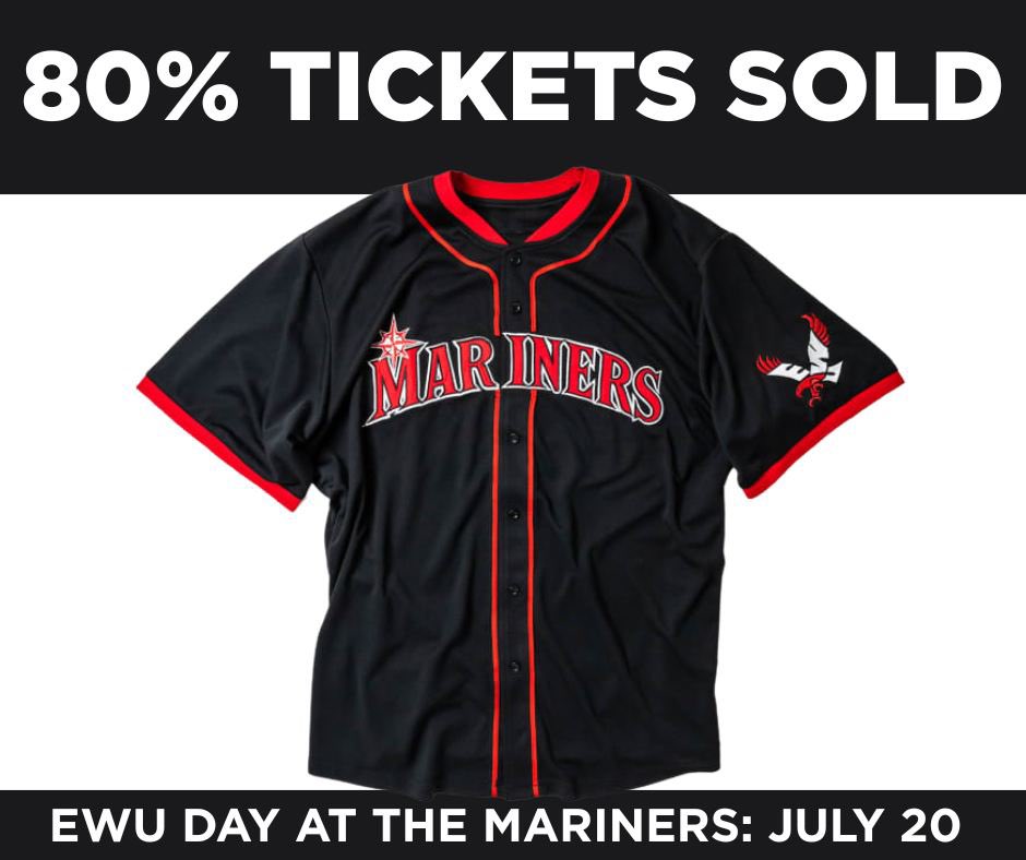 SELL OUT ALERT! 🚨 80% of our ticket allotment for our EWU Day at the Seattle Mariners on Sunday, July 20 has been sold. Don't wait any longer-- get your tickets NOW, before they are gone. Tickets available here: ewu.edu/mariners. 

#Eagle4Life #GoEags