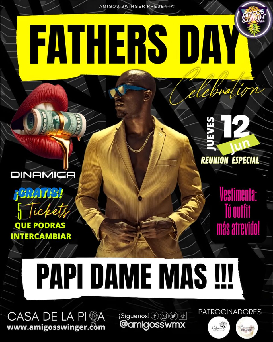 LaCasadelaPiña los espera para este Gran festejo #FathersDay #Papidamemas Singles, Cuckold, hotwife, Vixen Stag, Bull ya tienen su invitación!!!