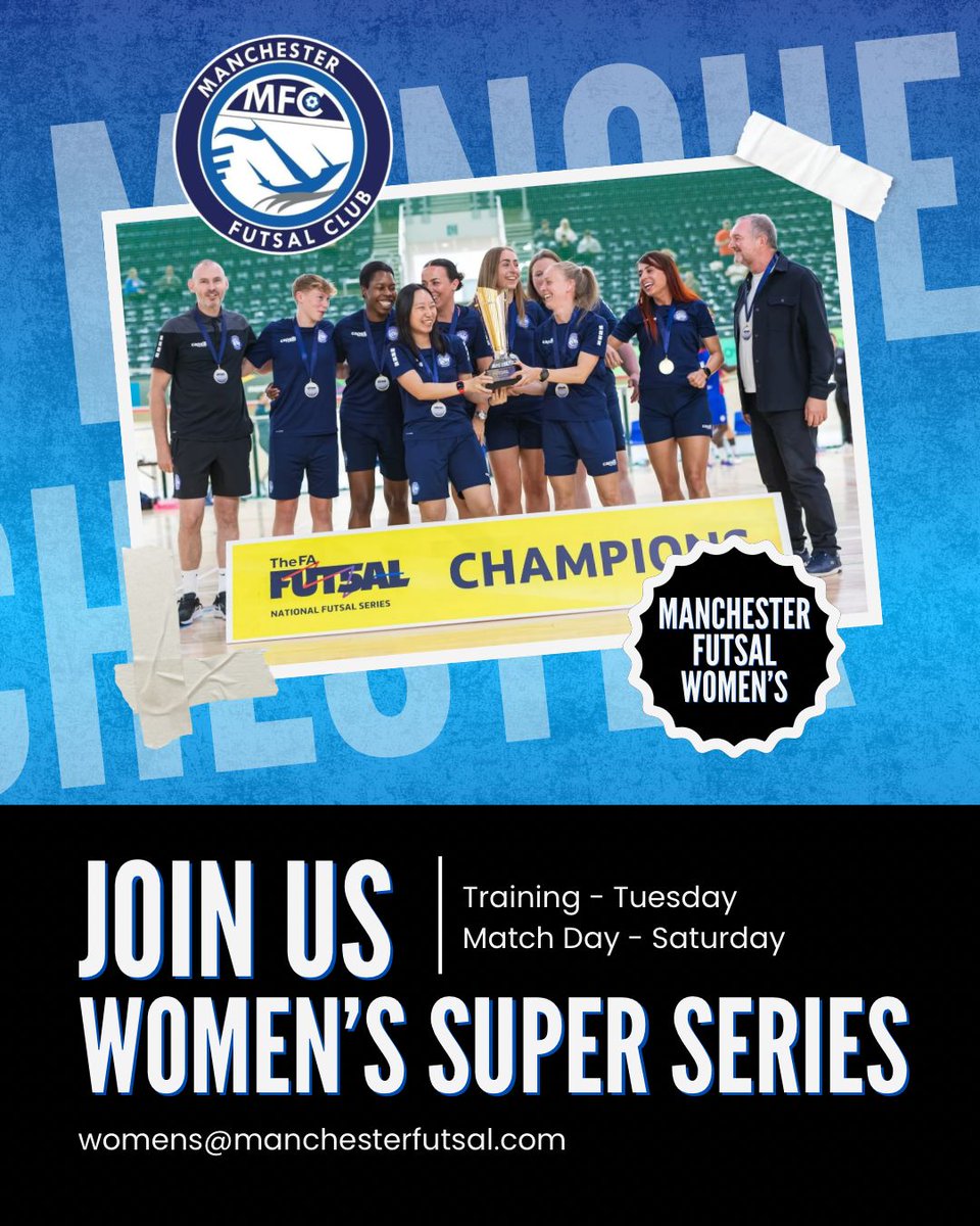 Manchester Futsal Club (@mfc_futsal) on Twitter photo WOMEN'S: Fancy playing for <a href="/MFCWomensFutsal/">MFCWomensFutsal</a> next season in the <a href="/FA_NFS/">FA National Futsal Series</a> WSS? Get in touch now and arrange to try out for the 25-26 squad! ##WomensFutsal #WeAreMFC WOMEN'S: Fancy playing for <a href="/MFCWomensFutsal/">MFCWomensFutsal</a> next season in the <a href="/FA_NFS/">FA National Futsal Series</a> WSS? Get in touch now and arrange to try out for the 25-26 squad! ##WomensFutsal #WeAreMFC
