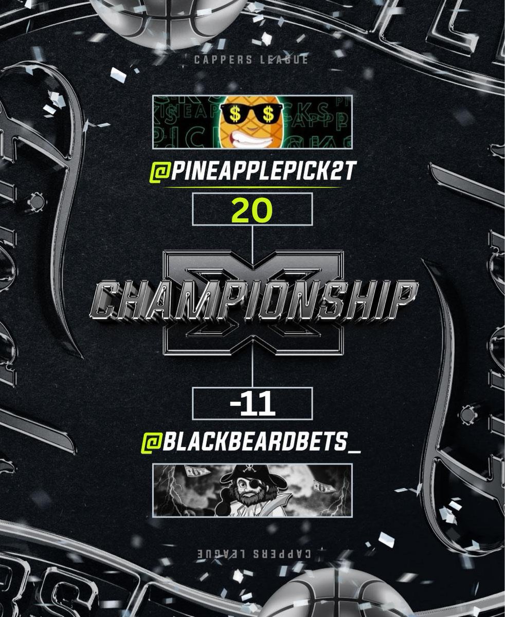XCappersLeague's tweet image. π NBA Capper Madness
π Championship Match
π₯ Game 3 Recap
π@pineapplepick2T goes 1-1 to increase his lead and his now 3-0 on player props in the championship!π΄ββ οΈ@BlackbeardBets_ is down the proverbial 3-0 and needs a hit before he starts setting sail. Will we get a 7 gameβ¦