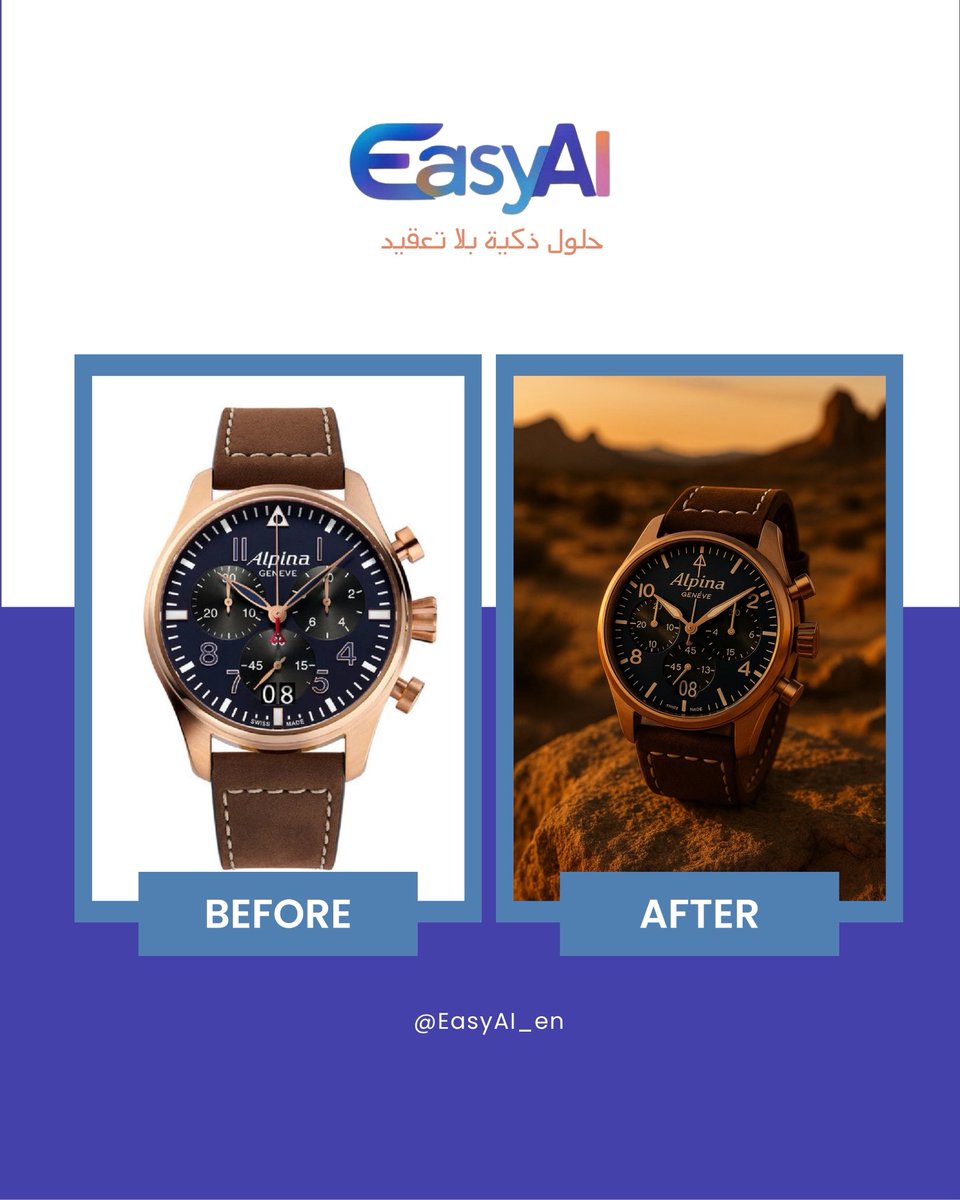 EasyAI_En's tweet image. الفرق واضح؟
صورة منتجك العادي.. بعد جلسة تصوير بالذكاء الاصطناعي 🤖📸

في Easy AI نجهز لك محتوى بصري يخلي منتجك يتكلم!

✨ جاهز للنشر
✨ تنوع في الخلفيات
✨ وبتكلفة أقل من جلسة تصوير تقليدية

خذ نموذج مجاني وجرب بنفسك:
📲 wa.me/96551425295

#EasyAI
#تصوير_منتجات
#تسويق_ذكي