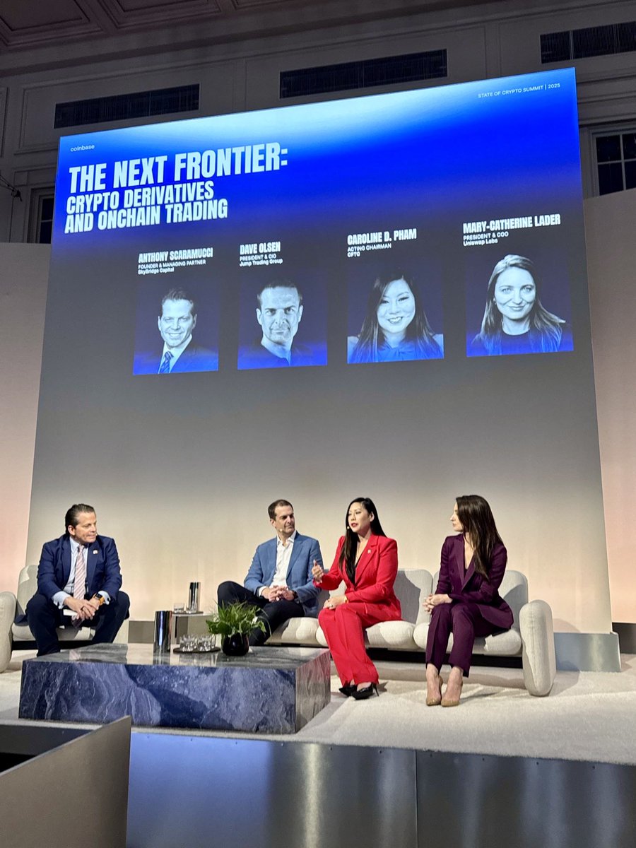Great discussion on the future of markets today @coinbase State of Crypto!  Thanks @SkyBridge @Scaramucci, @jumptrading Dave Olsen & @Uniswap @Mclader  for the insights on innovation ⚡️ #CFTC @CFTCpham