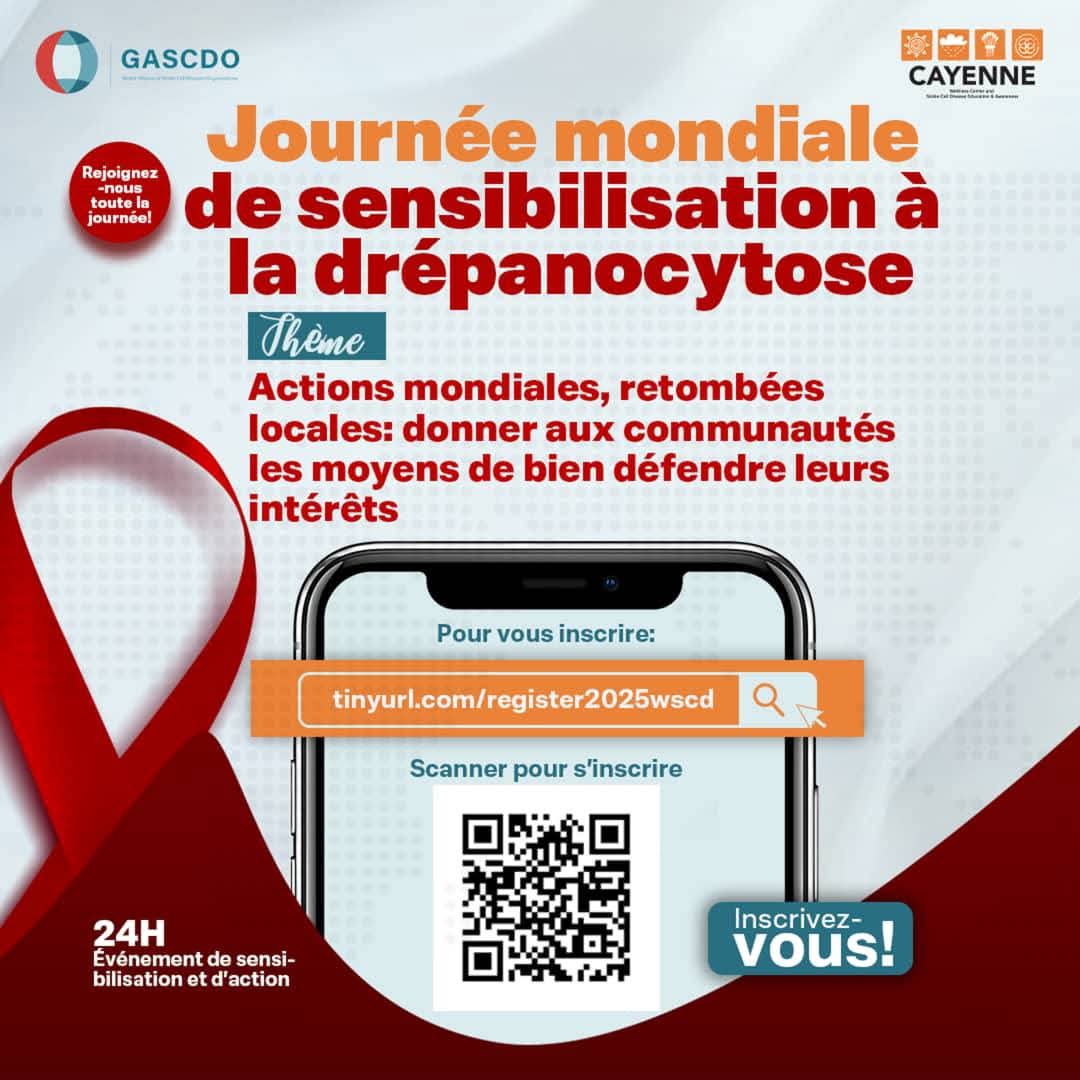 UNITED BY BLOOD, CONNECTED BY PURPOSE

Worldwide #warriors &amp; #advocates rise w/one voice on #WorldSickleCellDay 2025❤️🌏

🎉 Register for this FREE global event on #June19 and meet #sicklecell #warriors from around the world! 

🔗 tinyurl.com/register2025ws…

#GASCDO #SickleCellMN