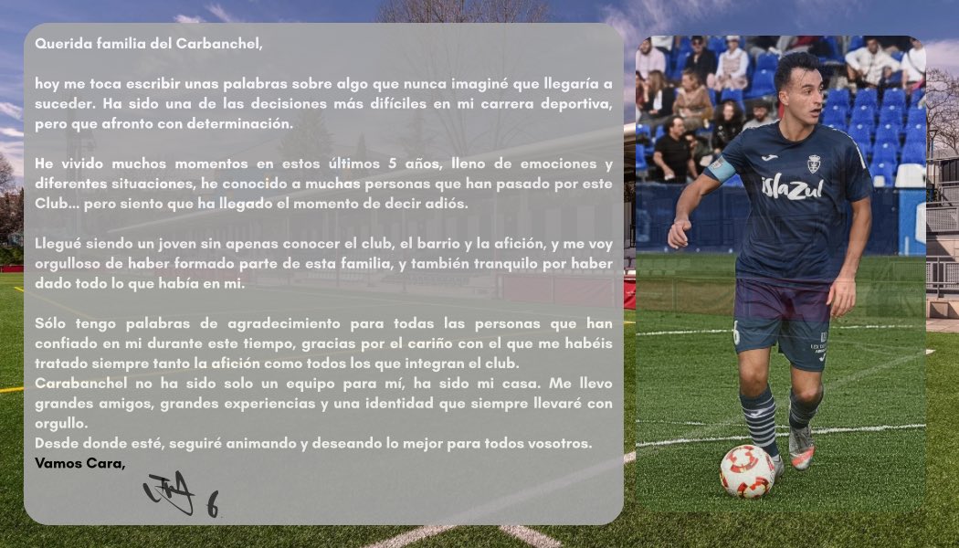 Gracias por todo <a href="/rcdcarabanchel/">Real Club Deportivo Carabanchel</a> ❤️⚽️