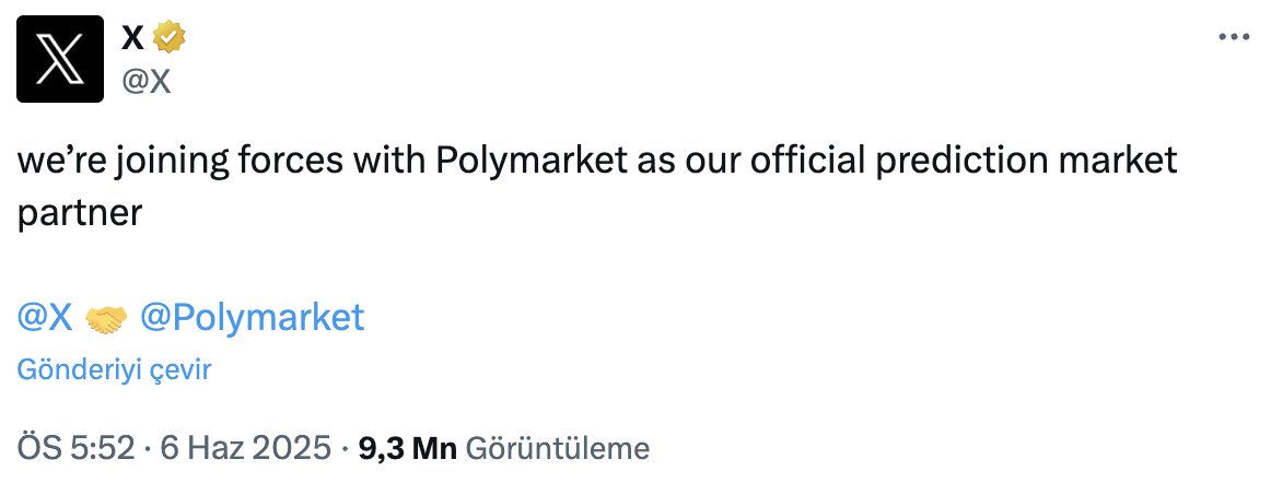 Bir kripto tabanlı tahmin platformu, dünyanın en büyük sosyal medya devlerinden biriyle ortaklık kurdu.

Evet, POLYGON üzerinde. 💜

Sosyal medya ile Web3 birleşti.

Erkenciysen ses ver — bu sadece başlangıç.