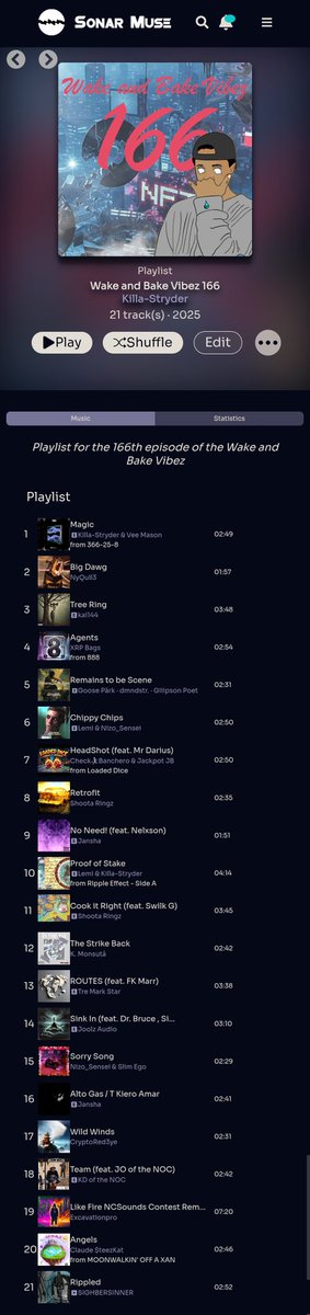 Kamikaze Monsutā (@killastryder) on Twitter photo This week's playlist consists of songs by
<a href="/XRPBags/">XRP Bags💰👨🏽🚀 BagMan</a>
<a href="/XRPLemi/">Lemi 🌊</a>
<a href="/Nizo_Sensei/">Nizo_Sensei</a>
<a href="/gooseparks/">🪿Goose Pärk 🪺</a> <a href="/GiiipsonPoet/">🎙️Giiipson👑Poet✍🏿</a> <a href="/dmndstr/">dmndstr. (they/them)</a>
<a href="/SwilkG/">Swilk G</a> <a href="/ShootaRingz/">Shoota Ringz</a>
<a href="/KDoftheNOC/">KD of the NOC</a>
<a href="/janshafn/">Jansha</a>
<a href="/MateyaWaMaina/">kai144</a>
<a href="/claudesteezkat/">claude</a>
<a href="/CheckBanchero/">CHECK</a>
<a href="/SIGHB3RSINN3R/">ƧIGĦBER</a>
<a href="/CryptoRed3ye/">🌬💨𓂀🏴☠️ | 🪝</a>
<a href="/SwPartybus/">NyQuil3</a>
<a href="/JoolzAudio/">Joolz</a>
<a href="/Excavationpro/">👷🎶Excavationpro🧡🚧</a>
<a href="/TreMarkStar/">Tre 🥷🏽</a> This week's playlist consists of songs by
<a href="/XRPBags/">XRP Bags💰👨🏽🚀 BagMan</a>
<a href="/XRPLemi/">Lemi 🌊</a>
<a href="/Nizo_Sensei/">Nizo_Sensei</a>
<a href="/gooseparks/">🪿Goose Pärk 🪺</a> <a href="/GiiipsonPoet/">🎙️Giiipson👑Poet✍🏿</a> <a href="/dmndstr/">dmndstr. (they/them)</a>
<a href="/SwilkG/">Swilk G</a> <a href="/ShootaRingz/">Shoota Ringz</a>
<a href="/KDoftheNOC/">KD of the NOC</a>
<a href="/janshafn/">Jansha</a>
<a href="/MateyaWaMaina/">kai144</a>
<a href="/claudesteezkat/">claude</a>
<a href="/CheckBanchero/">CHECK</a>
<a href="/SIGHB3RSINN3R/">ƧIGĦBER</a>
<a href="/CryptoRed3ye/">🌬💨𓂀🏴☠️ | 🪝</a>
<a href="/SwPartybus/">NyQuil3</a>
<a href="/JoolzAudio/">Joolz</a>
<a href="/Excavationpro/">👷🎶Excavationpro🧡🚧</a>
<a href="/TreMarkStar/">Tre 🥷🏽</a>
