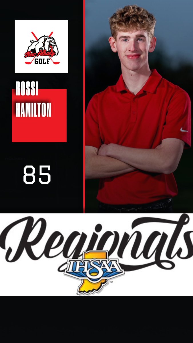 Rossi Hamilton shoots 85 on a difficult layout today at Champions Pointe.  We commend him on a great 4 years at New Albany and look forward to tracking his success at IU Southeast.   We are proud of you Rossi!