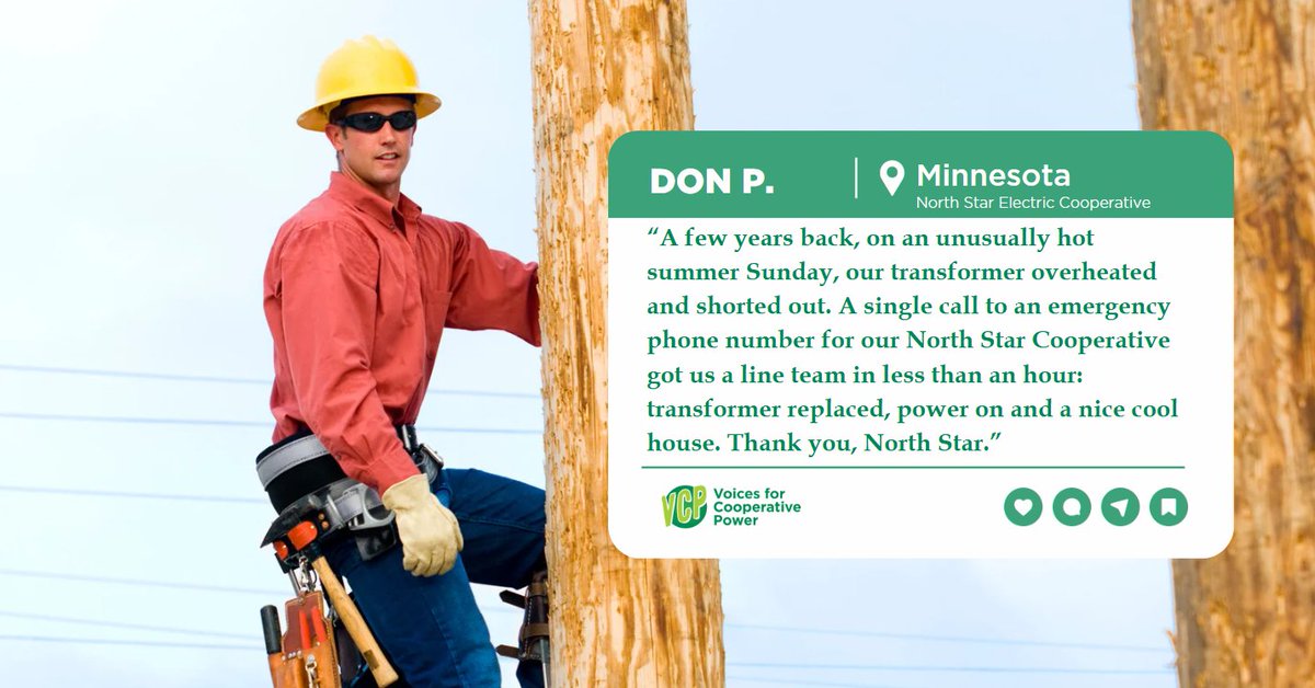 Voices for Cooperative Power (@voices4coops) on Twitter photo Reliability is at the heart of what electric co-ops do. Lineworkers work tirelessly, braving storms and challenging conditions to ensure your power stays on when you need it most. Learn more on how their work helps keep the lights on in our communities: voicesforcooperativepower.com/take-action/sh… Reliability is at the heart of what electric co-ops do. Lineworkers work tirelessly, braving storms and challenging conditions to ensure your power stays on when you need it most. Learn more on how their work helps keep the lights on in our communities: voicesforcooperativepower.com/take-action/sh…