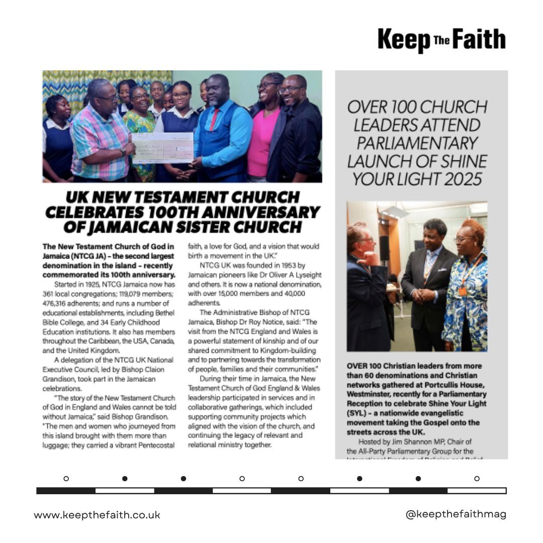 The KTF news sections always have interesting stories.  Check out our stories about NTCG's visit to Jamaica and the parliamentary launch of evangelistic project Shine.

Click link in bio or visit bit.ly/KTFJune2025

#Jamaica #church #evangelism #parliament #keepthefaith