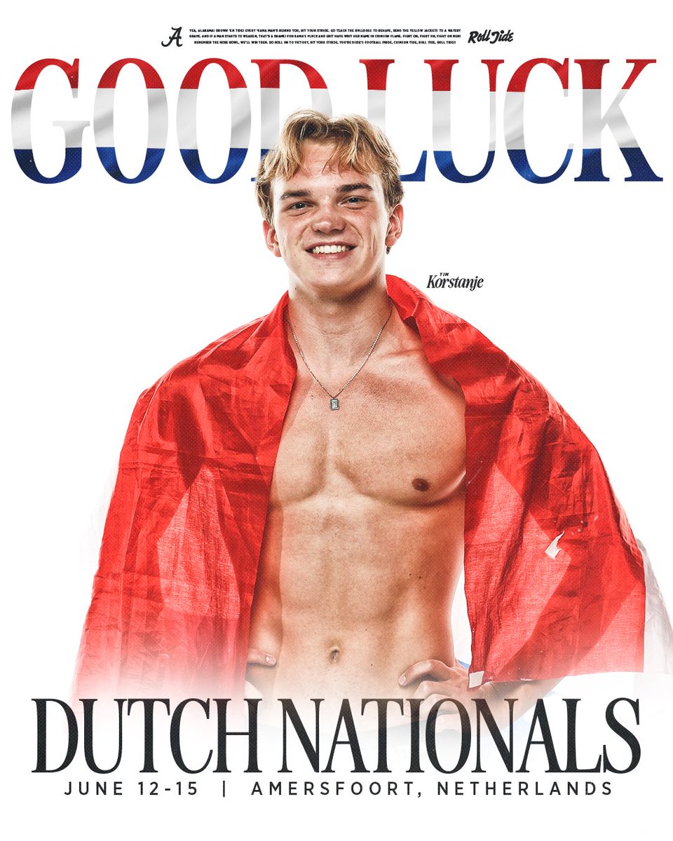 AlabamaSwimDive's tweet image. Good luck to Tim Korstanje as he opens the Dutch Nationals Long Course 2025 today 🔥
#RollTide