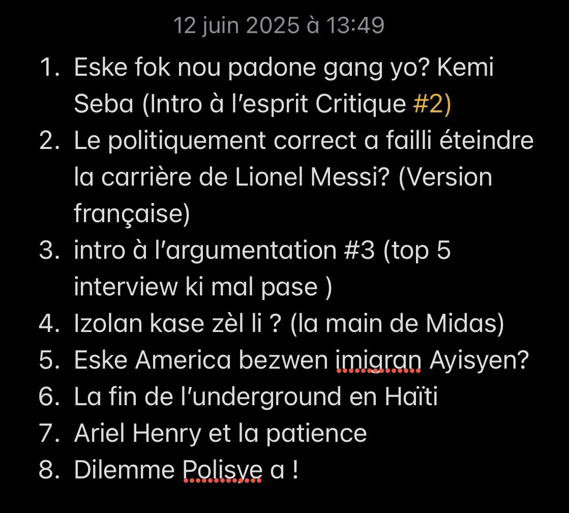 Chwazi 2 nan sijè sa yo pou m devlope pou mwa juin an. Mèsi !