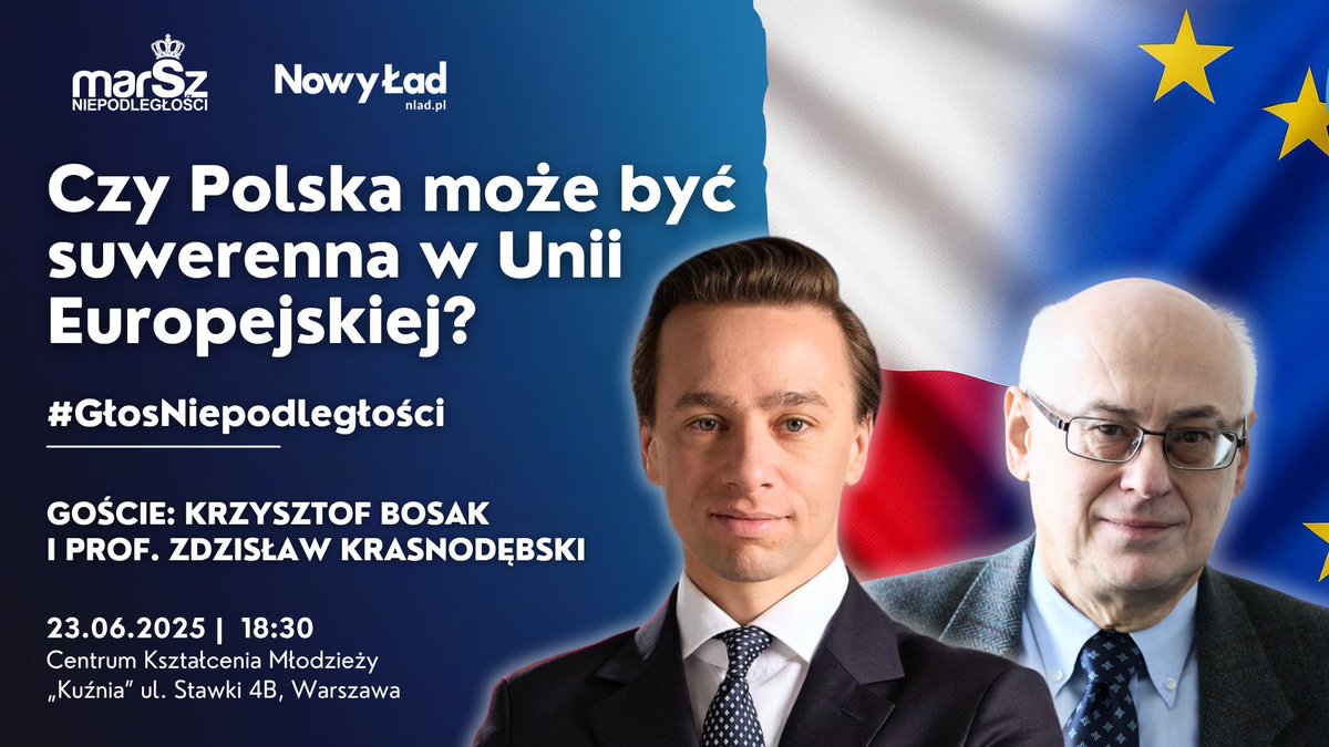 Mamy przyjemność zaprosić państwa na kolejne, trzecie spotkanie z cyklu #GłosNiepodległości współorganizowane z <a href="/StowMarszN/">Marsz Niepodległości</a> w <a href="/CentrumKuznia/">Centrum Kształcenia Młodzieży Kuźnia</a> 

🍏Polityki unijne takie jak KPO, Zielony Ład czy pakt migracyjny coraz częściej stają się centralnymi tematami w polskiej debacie.