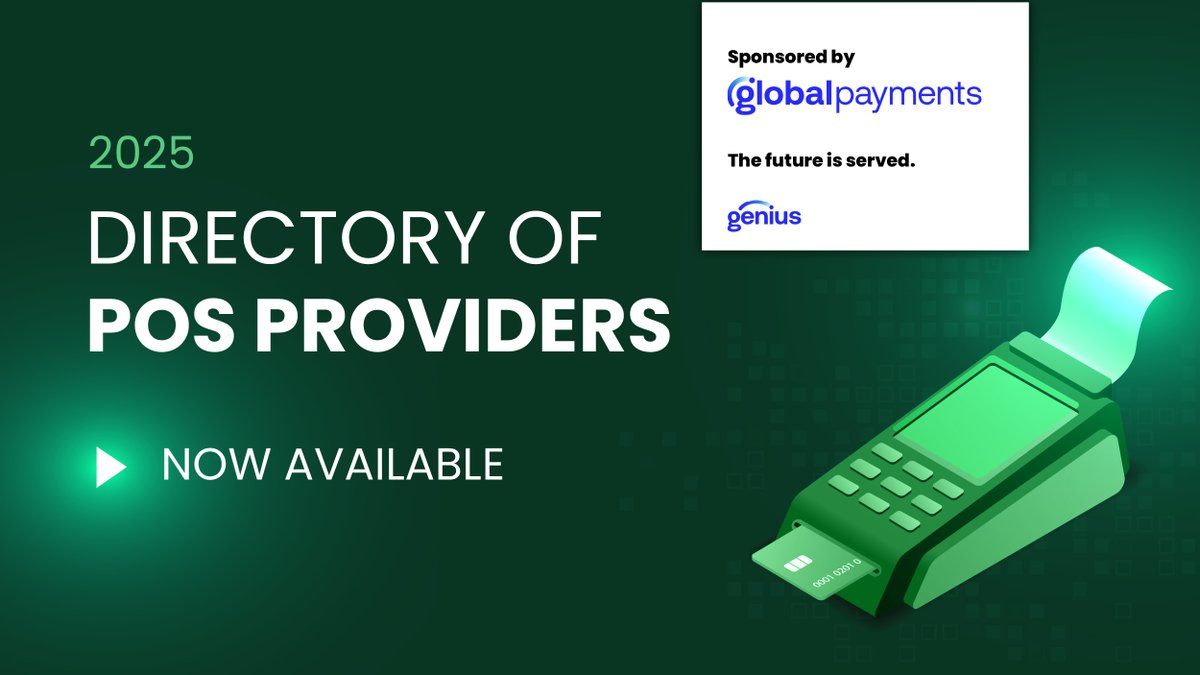 TSG (@tsgpayments) on Twitter photo TSG’s 2025 Directory of POS Providers, sponsored by <a href="/GlobalPayInc/">Global Payments Inc.</a>, is now available!
From SoftPOS to kiosks, this directory delivers a complete snapshot of today’s POS ecosystem.
This year’s edition includes 215+ POS providers located across the globe and contains over 5,500 TSG’s 2025 Directory of POS Providers, sponsored by <a href="/GlobalPayInc/">Global Payments Inc.</a>, is now available!
From SoftPOS to kiosks, this directory delivers a complete snapshot of today’s POS ecosystem.
This year’s edition includes 215+ POS providers located across the globe and contains over 5,500