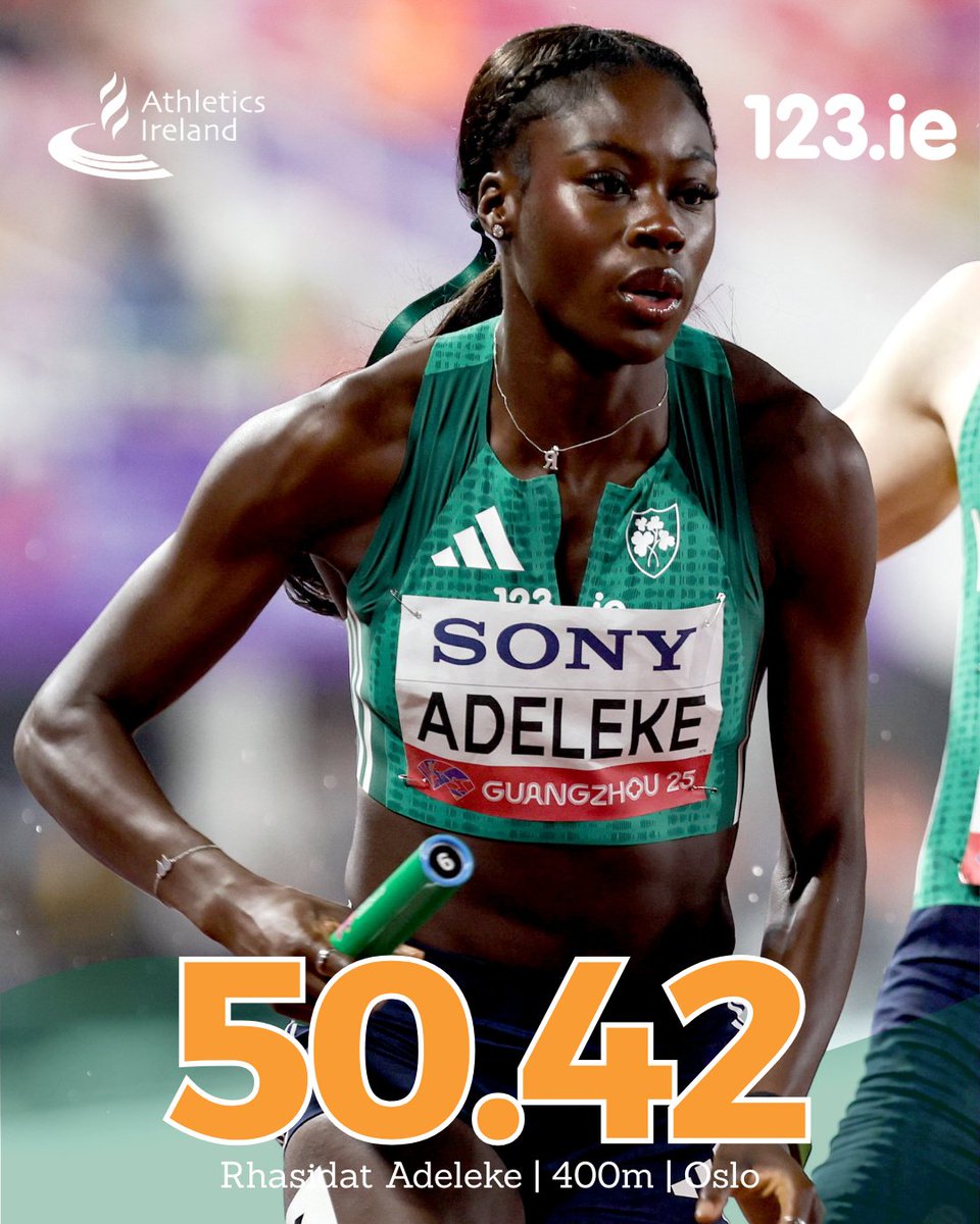 Fourth for Rhasidat in Oslo! 👏

Rhasidat Adeleke (Tallaght AC) clocks 50.42 to finish fourth in her opening 400m of the season at the Oslo Diamond League 💎

Next stop Stockholm on Sunday 🔜

Result ➡️ tinyurl.com/23sfx3fz

#IrishAthletics