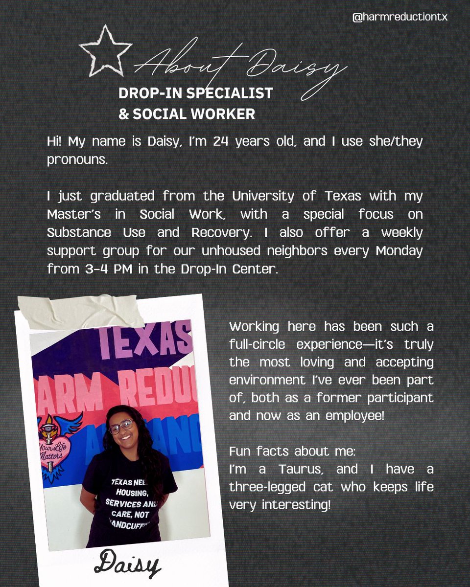 TexasHRA's tweet image. In April, we welcomed a few new faces to our team who have stepped into open roles and hit the ground running.
Read about them here, and if you see them out on outreach or at the Drop-In Center, don’t forget to say hi
#harmreductionislove #harmreductionsaveslives