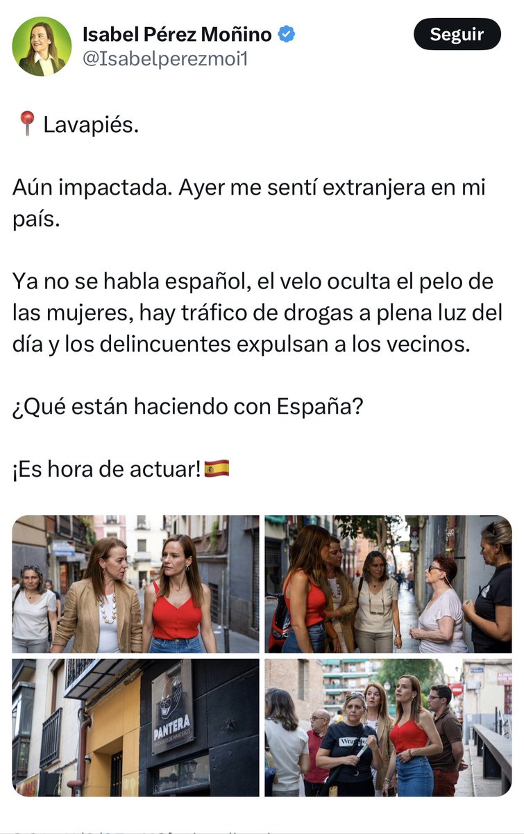 Sindicato de Manteros de Madrid #RegularizacionYa (@sindmanterosm) on Twitter photo De manera intencionada, la diputada de VOX, <a href="/Isabelperezmoi1/">Isabel Pérez Moñino</a> ha utilizado la foto del rótulo de nuestra tienda asociando inmigración, tráfico de drogas y delincuencia en lavapiés.
Pedimos una rectificación o habrá consecuencias legales.
No consentiremos sus mentiras y su odio De manera intencionada, la diputada de VOX, <a href="/Isabelperezmoi1/">Isabel Pérez Moñino</a> ha utilizado la foto del rótulo de nuestra tienda asociando inmigración, tráfico de drogas y delincuencia en lavapiés.
Pedimos una rectificación o habrá consecuencias legales.
No consentiremos sus mentiras y su odio