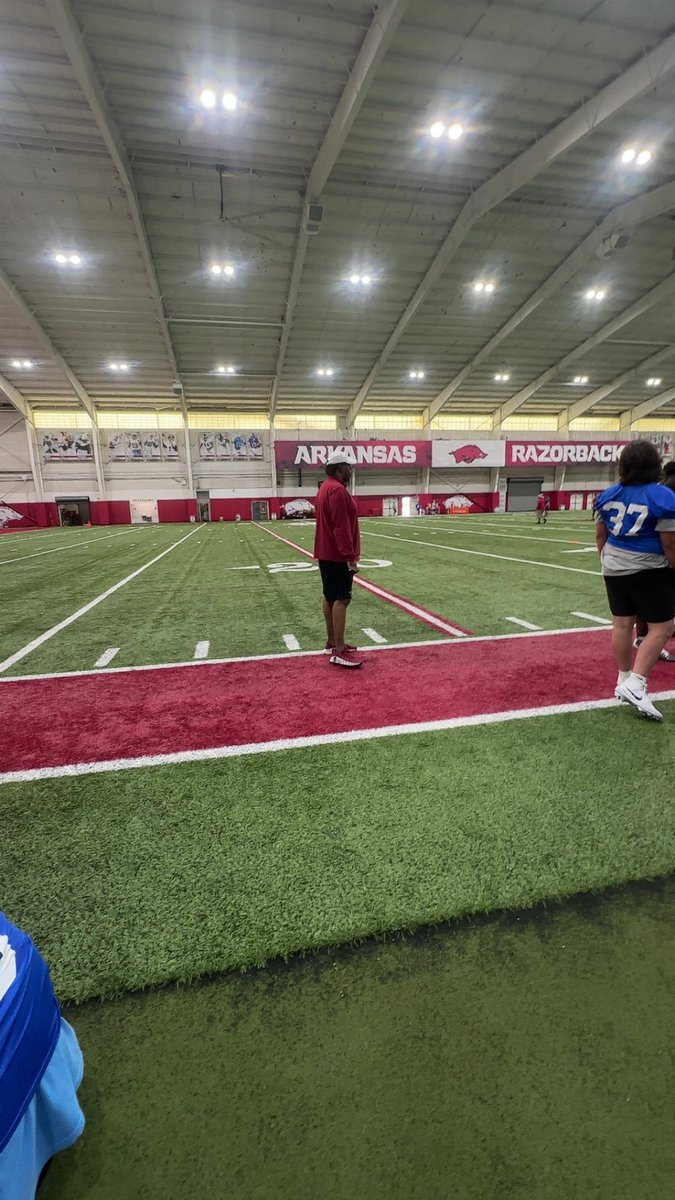Great day at UA camp!! Thank all the coaches there that helped me get better today. #GoHogs
