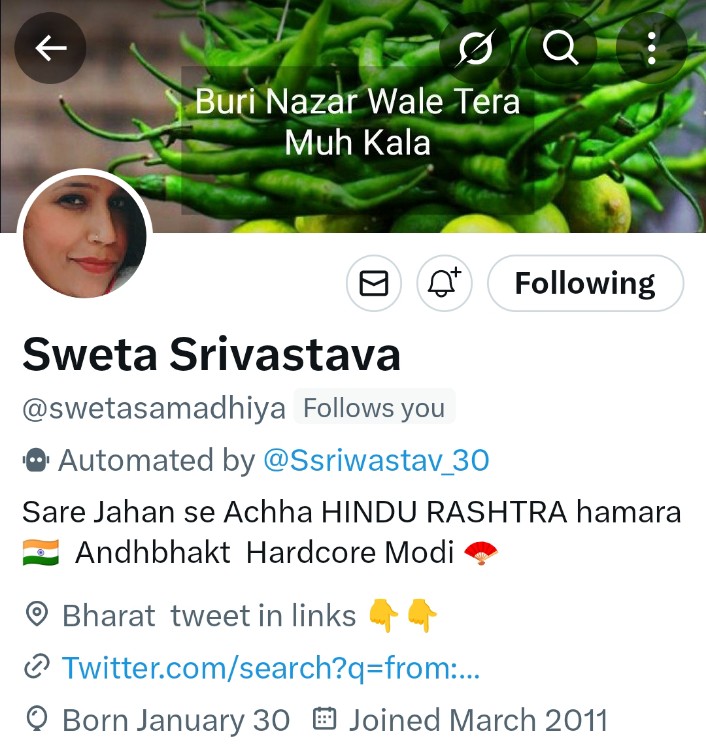 🔱महाकाल भक्त☬रुद्रांश हिंन्दुस्तानी☬(उत्तराखंडी) (@bajrangdal13uk) on Twitter photo मुझसे जुड़े सभी भाइयों और बहनों से निवेदन है सनातनी बहन <a href="/swetasamadhiya/">Sweta Srivastava</a> को ज़्यादा से ज़्यादा संख्या में follow करें और इनकी लेखनी का आनंद लें 🙏
जय श्री राम 🙏🚩 मुझसे जुड़े सभी भाइयों और बहनों से निवेदन है सनातनी बहन <a href="/swetasamadhiya/">Sweta Srivastava</a> को ज़्यादा से ज़्यादा संख्या में follow करें और इनकी लेखनी का आनंद लें 🙏
जय श्री राम 🙏🚩