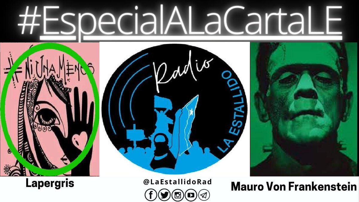 Es hoy, es hoy!!!
Desde las 20:00 hrs, nuevo capítulo de 
#EspecialALaCartaLE.

Programa dedicado a el Día Del Padre imperdible, con la conducción de <a href="/LaperGris/">LaperGris</a> y <a href="/mauriciodemarti/">Mauricio Von Frankenstein🦉💀☠️</a> 

Lo escuchas en:

laestallido.cl