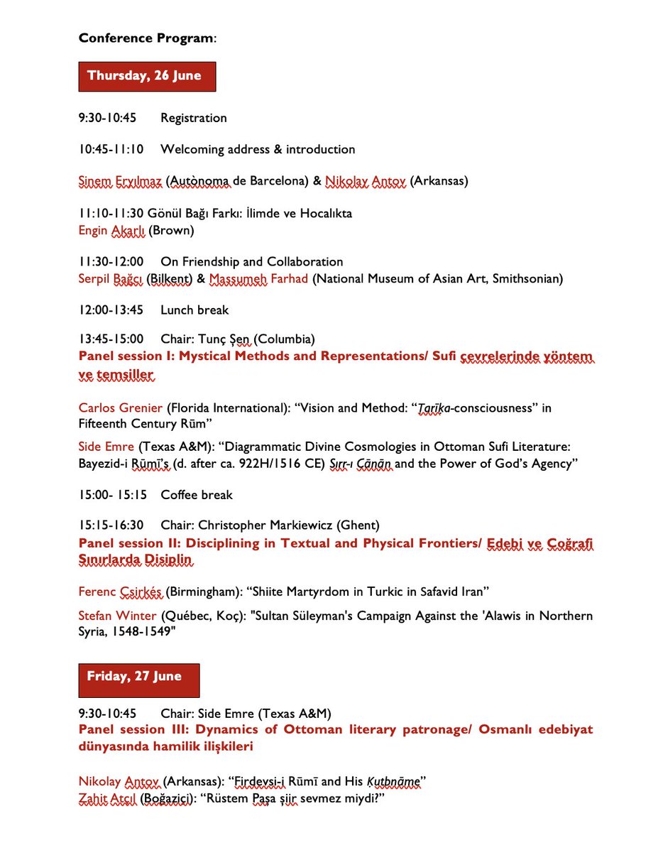CU_SakipSabanci's tweet image. Conference in Istanbul in honor of Cornell Fleischer, with presentations by many of his students and colleagues.
📅 Dates: June 26–28, 2025
📍 Location: Bilgi University, Eski Silahtarağa Elektrik Santrali
Organized by Nikolay Antov & Sinem Eryılmaz