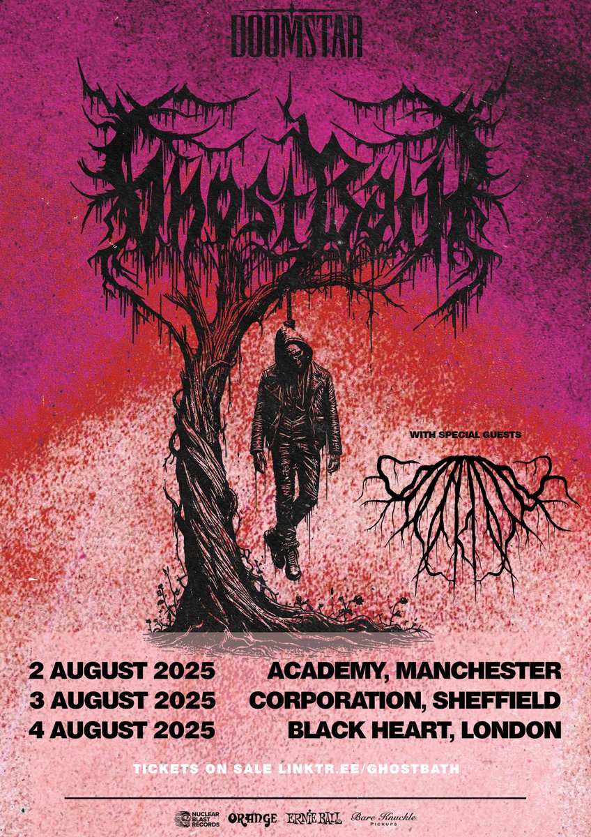 ENGLAND! In addition to 10 Years Of Tapestry Promotions we will be playing a couple of HEADLINER shows with Underdark as support this August

SHEFFIELD - August 3 at Corporation
LONDON - August 4 at Black Heart

TICKETS: lnk.bio/ghostbath