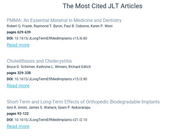 🏆 May's Research Champions: Journal of Long-Term Effects of Medical Implants

Recognizing excellence in Journal of Long-Term Effects of Medical Implants research

Discover why these papers are making waves: dl.begellhouse.com/JLT