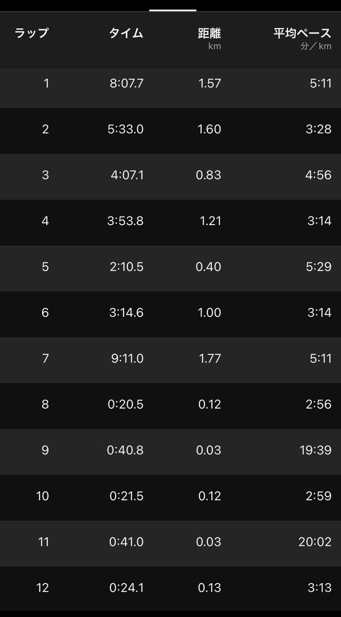 6/13 1600, 1200, 1000, rest800, 400JOG
流し120×4本
☀️20℃、ヴェイパーフライ3

西湖ロードレース（ハーフ）の最終調整
ハーフのPB70分台出すのを目標に、LT付近のペースでクルーズインターバル

当日は自宅から車で行くため、4時起き、5時出発の強行スケジュール頑張ります笑
