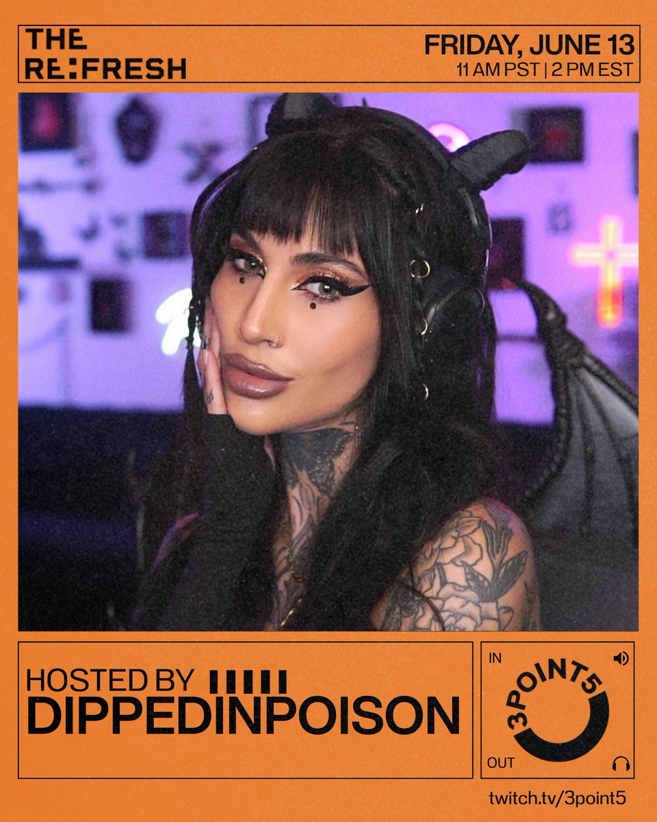 3point5live's tweet image. The dynamic duo of @NyyBeats and @dippedinpoison returns to host The #ReFresh THIS FRIDAY the 13th 👀 Tune in to listen to new music, spin the wheel, discuss industry news and more!

📅 Friday (6/13)
⏰ 11 AM PT | 2 PM ET
🔗 twitch.tv/3point5
