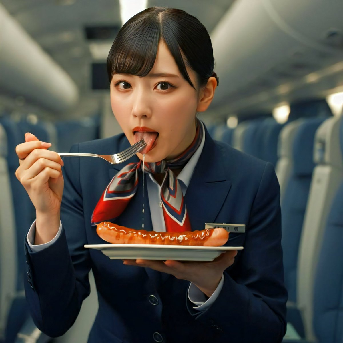 cos2024AI's tweet photo. トッピングソースはいかがですか？

ちちぷいで数枚あげてます ➡️ https://t.co/GtMr5uYQpz

#AI #コスプレ #スカーフ #スチュワーデス #キャビンアテンダント #CA #唾 #涎 https://t.co/JEwjf7LJTo