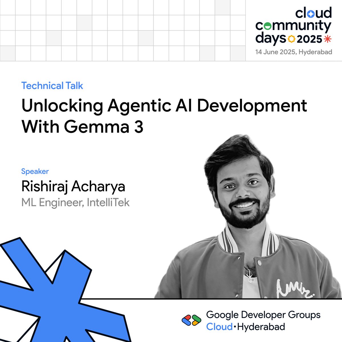 GDG Cloud, Hyderabad (@gdgc_hyd) on Twitter photo 📢 Meet our next speaker <a href="/RishirajAcharya/">✦ Rishiraj Acharya</a>, ML Engineer at IntelliTek & GDE (AI/Cloud/Kaggle)
Topic: Unlocking Agentic AI Dev with Gemma 3. Learn how to build intelligent agents with function calling, planning & reasoning using open models like Gemma!✨
#GCCDHyderabad #AgenticAI 📢 Meet our next speaker <a href="/RishirajAcharya/">✦ Rishiraj Acharya</a>, ML Engineer at IntelliTek & GDE (AI/Cloud/Kaggle)
Topic: Unlocking Agentic AI Dev with Gemma 3. Learn how to build intelligent agents with function calling, planning & reasoning using open models like Gemma!✨
#GCCDHyderabad #AgenticAI