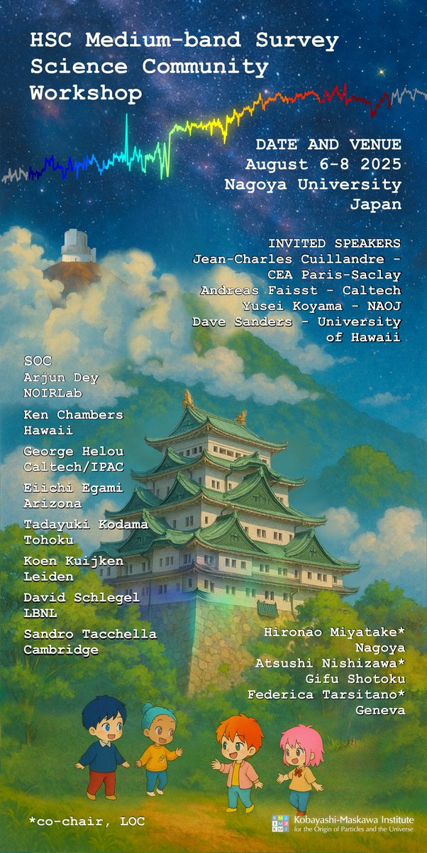 We are pleased to announce the HSC Medium-band Survey Science Community Workshop, hosted at Nagoya University from August 6–8, 2025 ✨🇯🇵

🔗 Website: sites.google.com/view/hsc-mb-su… 

🔭 We will discuss how our new set of HSC medium-band filters opens new windows into several science